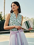 Lt_Blue/Multi Neo Blooming Vines Kate Sleeveless Ruffle Top | Women's Tops | J.McLaughlin