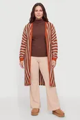 Plus Size Striped Crochet Open Front Duster