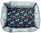 Oxford Cloth Padded Pet Bed with Dala Horses on Navy blue