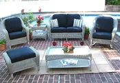 4 Piece Laguna Beach Resin Wicker Patio Furniture with Love Seat, (2) Chairs & Coffee Table