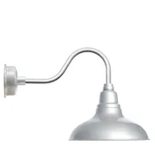 12" Dahlia LED Barn Light with Contemporary Arm in Galvanized Silver