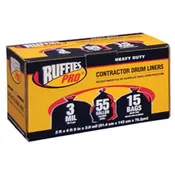 Ruffies Pro® Heavy Duty 3 mil Contractor Drum Liners 55 Gallon 15ct