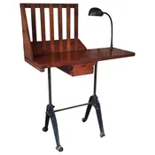 Vintage Adjustable Desk with Gooseneck Task Lamp - Vintage Industrial by Get Back, Inc