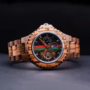 Ashfall Chronograph Mechanical Zebra Wooden Watch