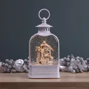 10.75"W Ivory Nativity Dome Glitter Lantern