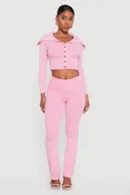 Fold Over High Waist Boot Cut Pants