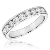 14K White Gold Channel Set Diamond Band