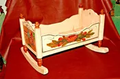 19th Century Style Reproduction Hand Painted 22" Wood Baby Doll Rocking Cradle