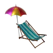 10.2 in. Metal Beach Chair Wine Bottle Holder