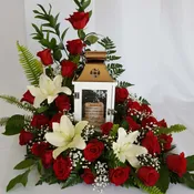 Keepsake Lantern with Roses & Lilies