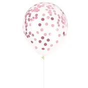 12in Clear Latex Balloon with Light Pink Foil Confetti 6ct
