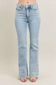 Judy Blue Full Size Tummy Control Vintage Wash Side Slit Slim Boot Jeans