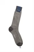 Bresciani Men's Stripe Rib Socks Beige