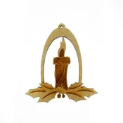 Candle and Holly Ornament