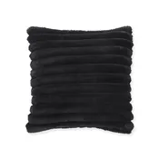 18 Inch Black Faux Fur Square Pillow