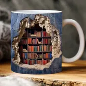 3D Bookshelf Ceramic Mug 350 ml Coffee & Tea Cup
