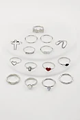 Assorted Cubic Zirconia Metallic Rings Set of 15