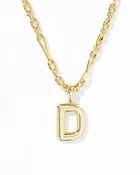 Bubble Letter D Pendant Necklace in Gold