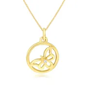 0.01 ct. Diamond 14K Yellow Gold Butterfly Pendant