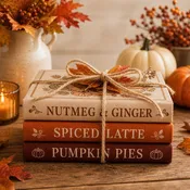 Cozy Fall Cookbook Stack with Pumpkins Metal Sign (TTE-478)