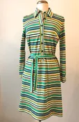 1960’s Sport LTD. Striped Knit Shirt Dress W/ Belt, Size: Med