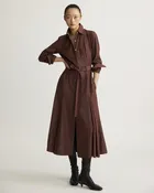 Bennet Midi Dress with Godets in Oxblood Stripe