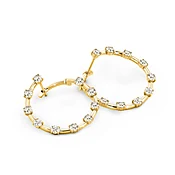Crescent Diamond Hoop Earrings