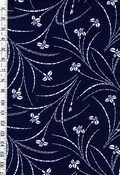 1035 - Yukata Fabric - Small Japanese Iris with Long Stems - Traditional 14" wide - Dark Navy - By the Half Yard
