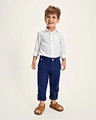 Boys Linen-Blend Roll Cuff Chino Pants - Linen Edit - Blue