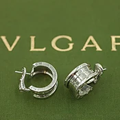 BVLGARI B. Zero 18K white gold wide Hoop Earrings — New Pagoda Specialty
