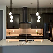 3 Pendant Cluster: Black with White 5" Globes