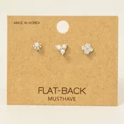 3Pc Silver Pearl Studded Earrings