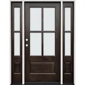 4-Lite Low-E Espresso Mahogany Prehung Wood Door Unit with Sidelites #EM5204