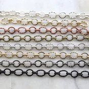 10.5mmx7.5mm Brass Thick Openable Textured Oval Extender – Sold by the Foot