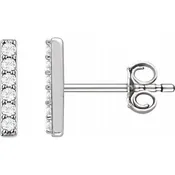 14K Gold and Diamond Bar Earrings