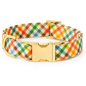 Harvest Gingham Dog Collar: M - 14-19”