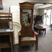 Antique Oak Hall Tree w/Seat & Mirror AS IS (78x31x17)