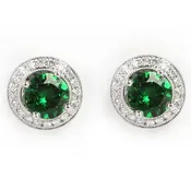 2.21ct tw Green Tsavorite Earrings w/ Diamond Enhancer