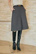 Adriana Wool Skirt - Grey Striped