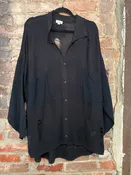 Black Distressed Tunic Cover Up - M