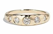 Crescent Hammered Diamond Ring