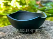 Cast Iron Incense Bowl with Peak Rim – Matte Black Finish