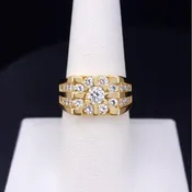 14K Yellow Gold Cluster Diamond Ring  7,75