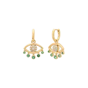 Azura Gold & Diamond Emerald Drop Eye Huggies