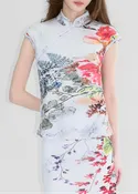 DALI MARBLE FLOWER CHEONGSAM TOP
