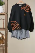 Along Came a Spider Halloween Sweater - Black