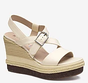 Addison Asymmetrical Wedge - Bone Nappa Leather