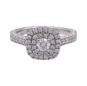 Neil Lane 14 Karat White Gold Cluster 7/8 CT. Total Weight Round Diamond Engagement Ring