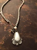 Silver Beaded Necklace with Dry Creek Pendant (Crystal Blue) (SA11)