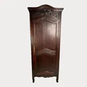 Antique French Provincial Carved Solid Oak Bonnetière